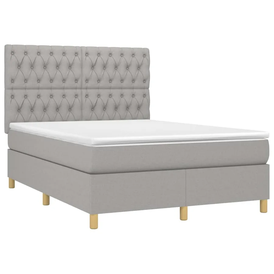 Sommier à lattes de lit et matelas et LED Gris clair 140x200 cm - 3