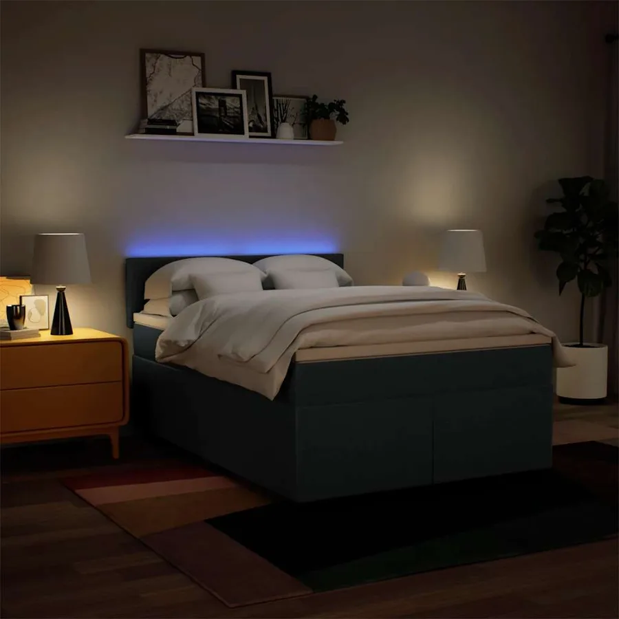 Sommier à lattes de lit avec matelas Bleu 140x190 cm Tissu - 5