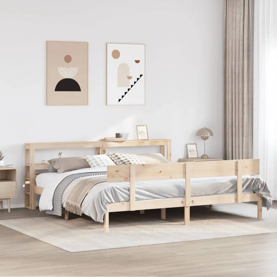 Cadre de lit sans matelas 200x200 cm bois massif de pin