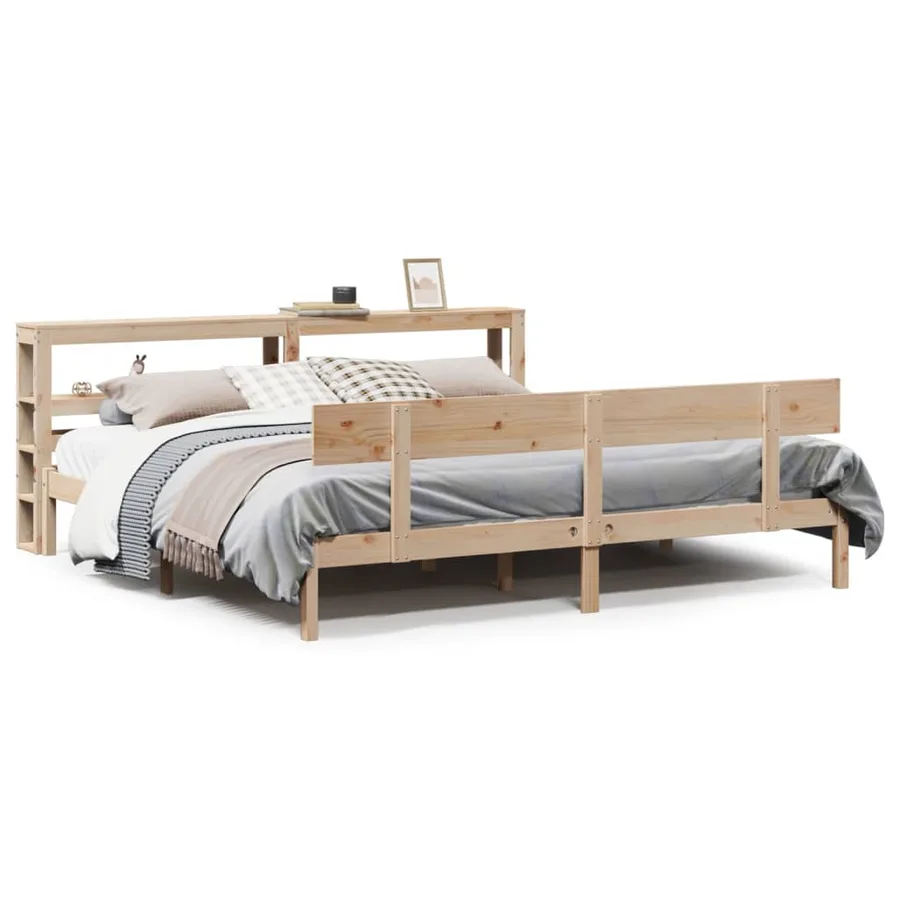 Cadre de lit sans matelas 200x200 cm bois massif de pin - 2