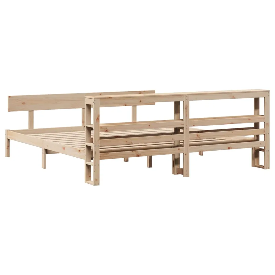 Cadre de lit sans matelas 200x200 cm bois massif de pin - 6