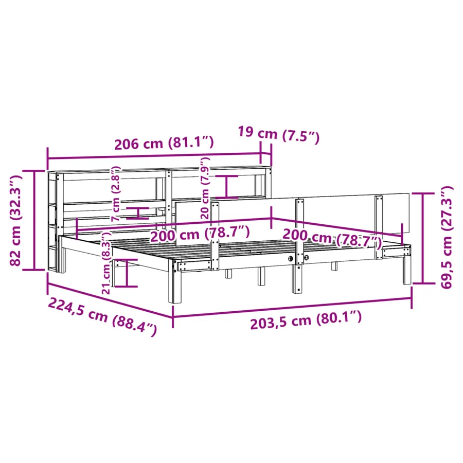 Cadre de lit avec tête de lit sans matelas 200x200 cm - 12