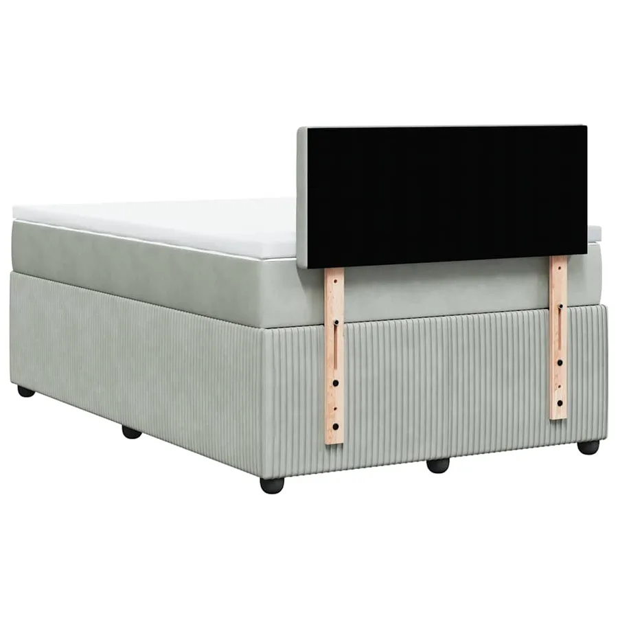 Sommier à lattes de lit et matelas gris clair 120x190cm velours - 10