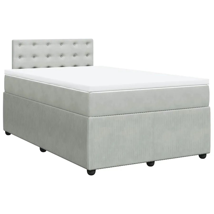 Sommier à lattes de lit et matelas gris clair 120x190cm velours - 2