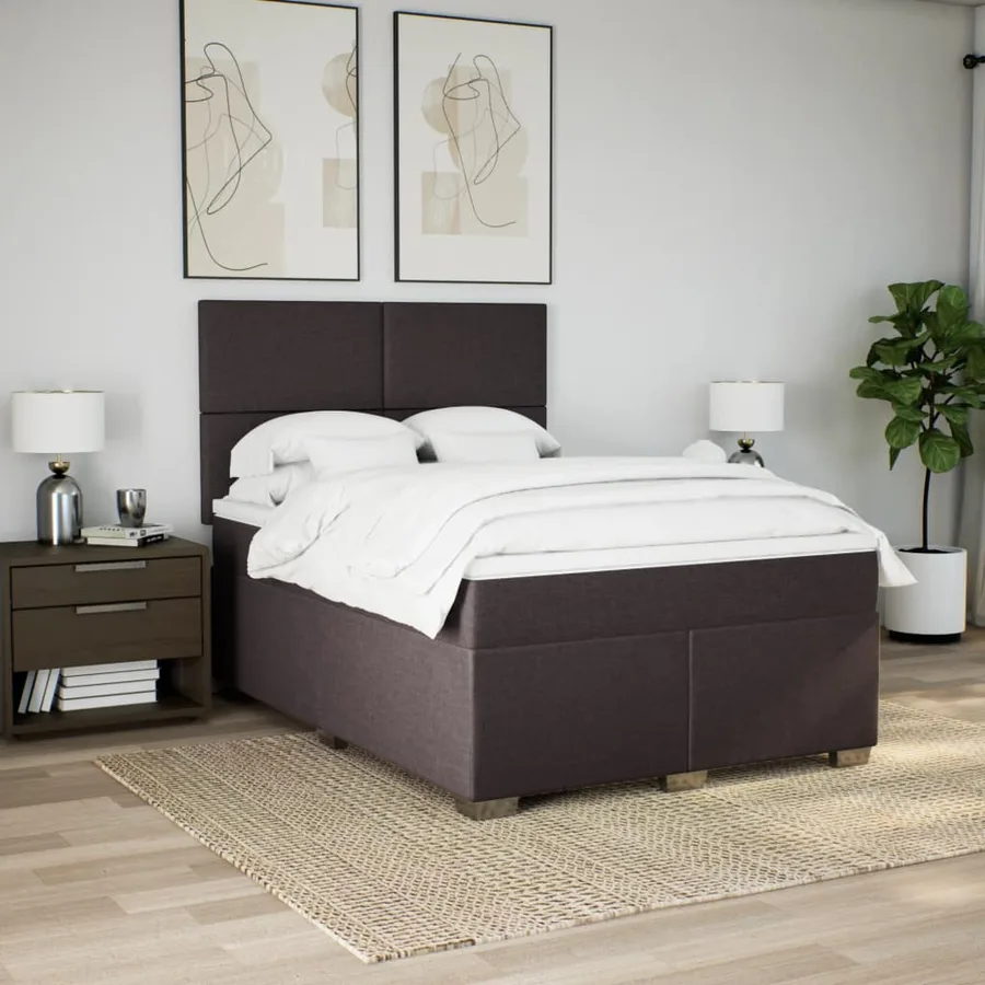 Sommier à lattes de lit avec matelas Marron foncé 140x200 cm - 4