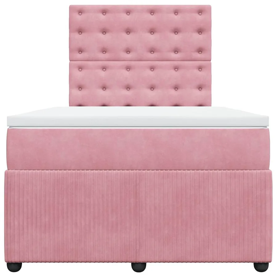 Sommier à lattes de lit avec matelas rose 120x190 cm velours - 4