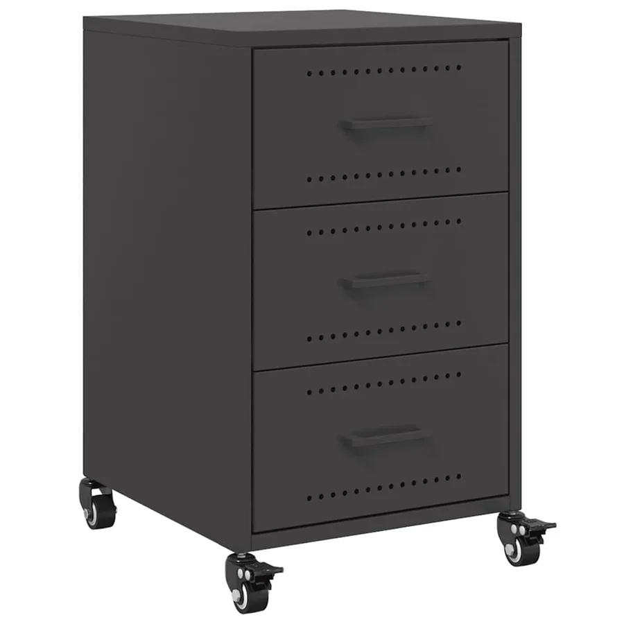 Table de chevet noir 36x39x59 cm acier - 2
