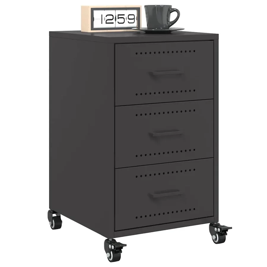 Table de chevet noir 36x39x59 cm acier - 4
