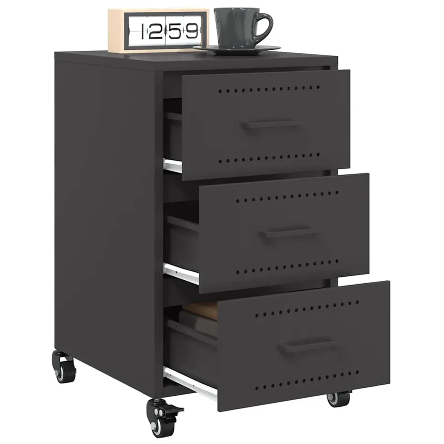 Table de chevet noir 36x39x59 cm acier - 5