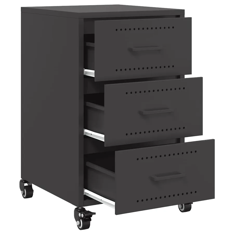 Table de chevet noir 36x39x59 cm acier - 9