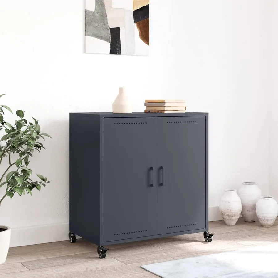 Buffet anthracite 68x39x72 cm acier - 3