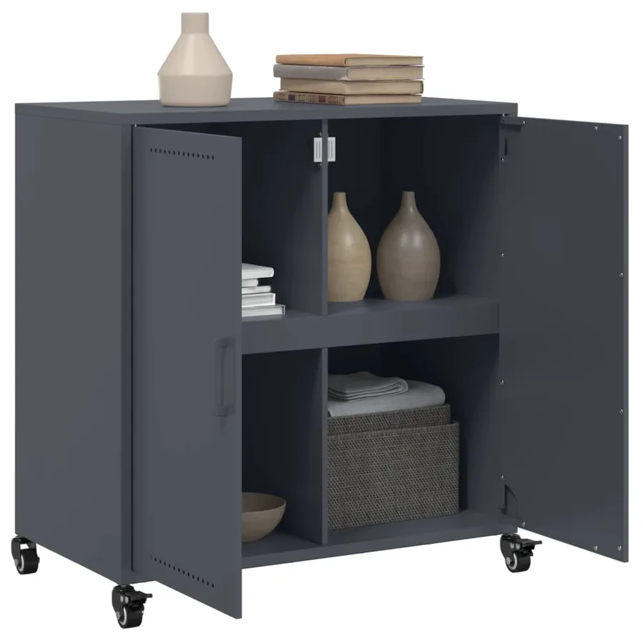 Buffet anthracite 68x39x72 cm acier - 5