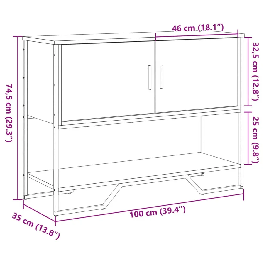 Table console chêne marron 100x35x74,5 cm bois d'ingénierie - 10