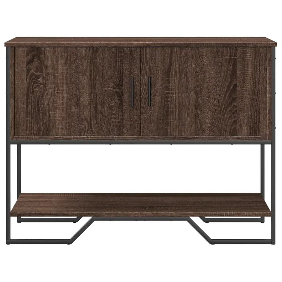 Table console chêne marron 100x35x74,5 cm bois d'ingénierie - 4