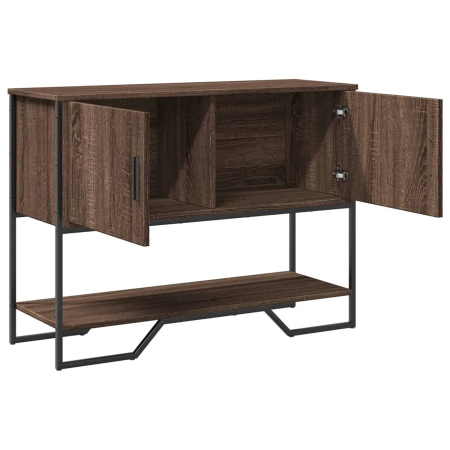 Table console chêne marron 100x35x74,5 cm bois d'ingénierie - 5
