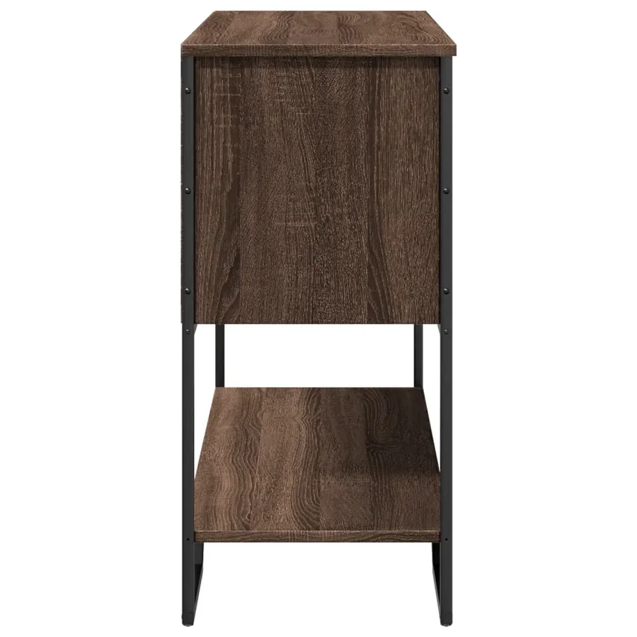 Table console chêne marron 100x35x74,5 cm bois d'ingénierie - 6
