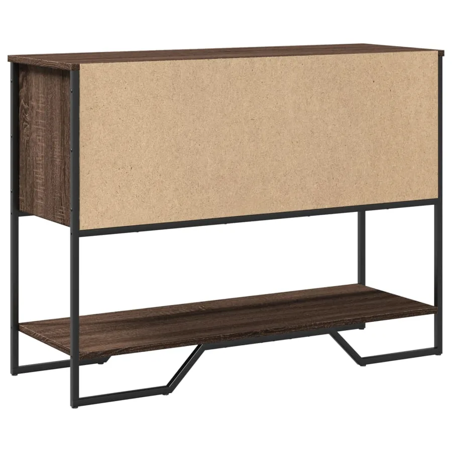 Table console chêne marron 100x35x74,5 cm bois d'ingénierie - 7