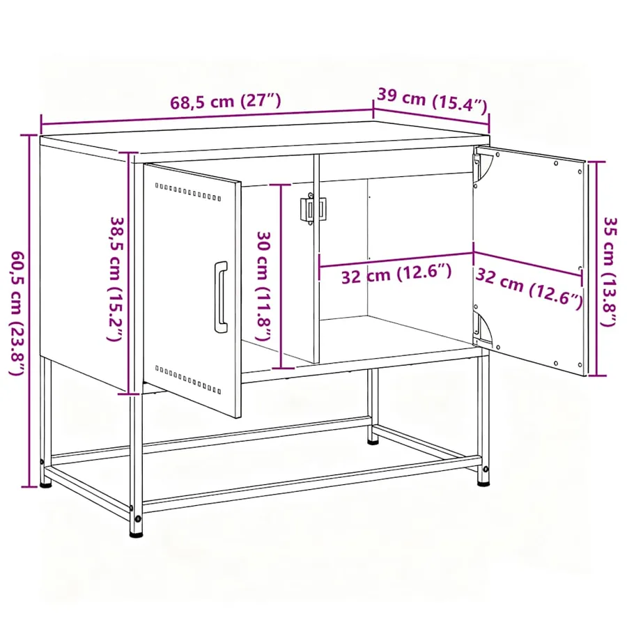 Meuble TV jaune moutarde 68,5x39x60,5 cm acier - 12