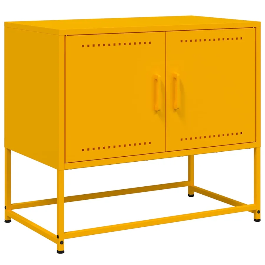 Meuble TV jaune moutarde 68,5x39x60,5 cm acier - 2