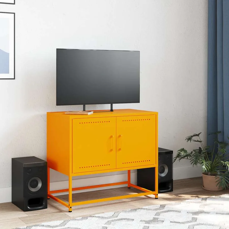 Meuble TV jaune moutarde 68,5x39x60,5 cm acier - 3