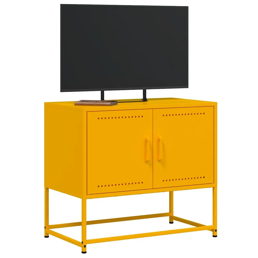 Meuble TV jaune moutarde 68,5x39x60,5 cm acier - 4