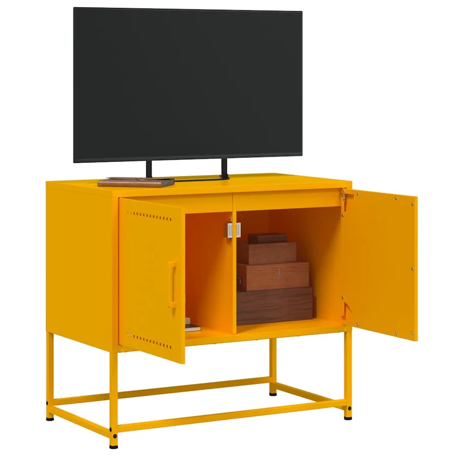 Meuble TV jaune moutarde 68,5x39x60,5 cm acier - 5