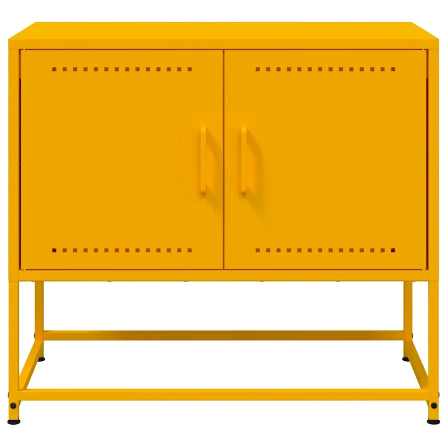 Meuble TV jaune moutarde 68,5x39x60,5 cm acier - 6