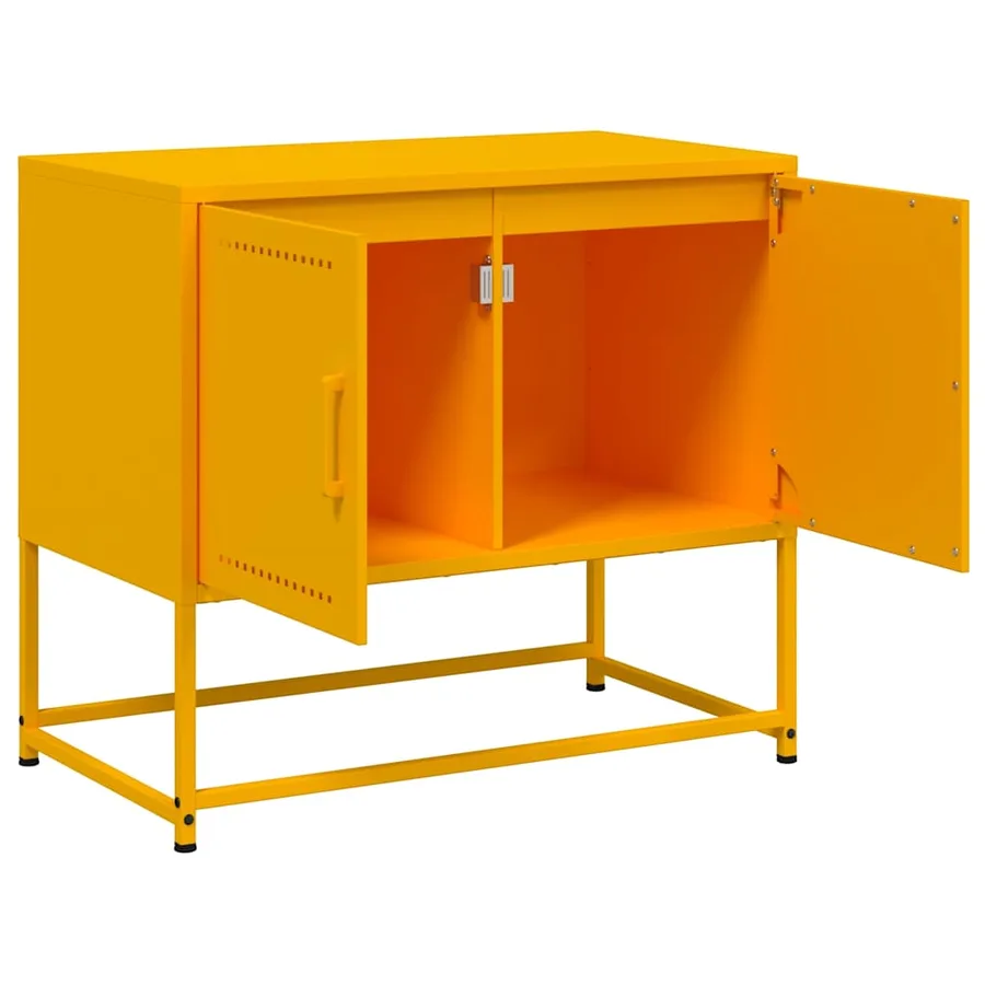 Meuble TV jaune moutarde 68,5x39x60,5 cm acier - 9
