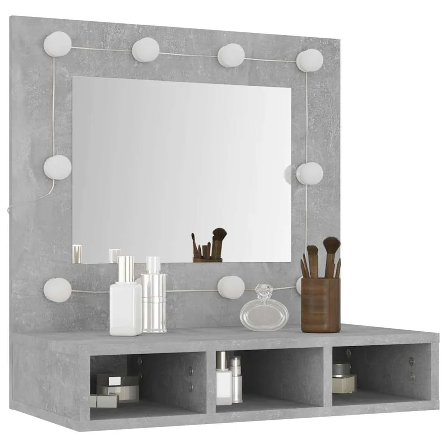 Armoire à miroir avec LED Gris béton 60x31,5x62 cm - 12