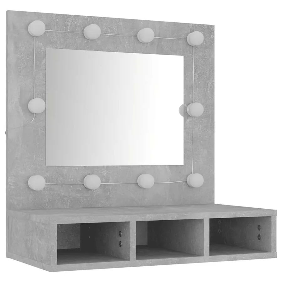 Armoire à miroir avec LED Gris béton 60x31,5x62 cm - 4