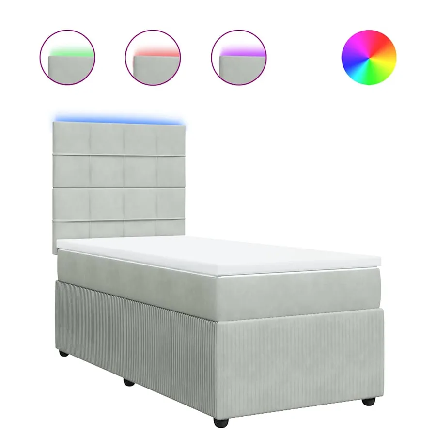Sommier à lattes de lit et matelas Gris clair 90x190 cm Velours - 2