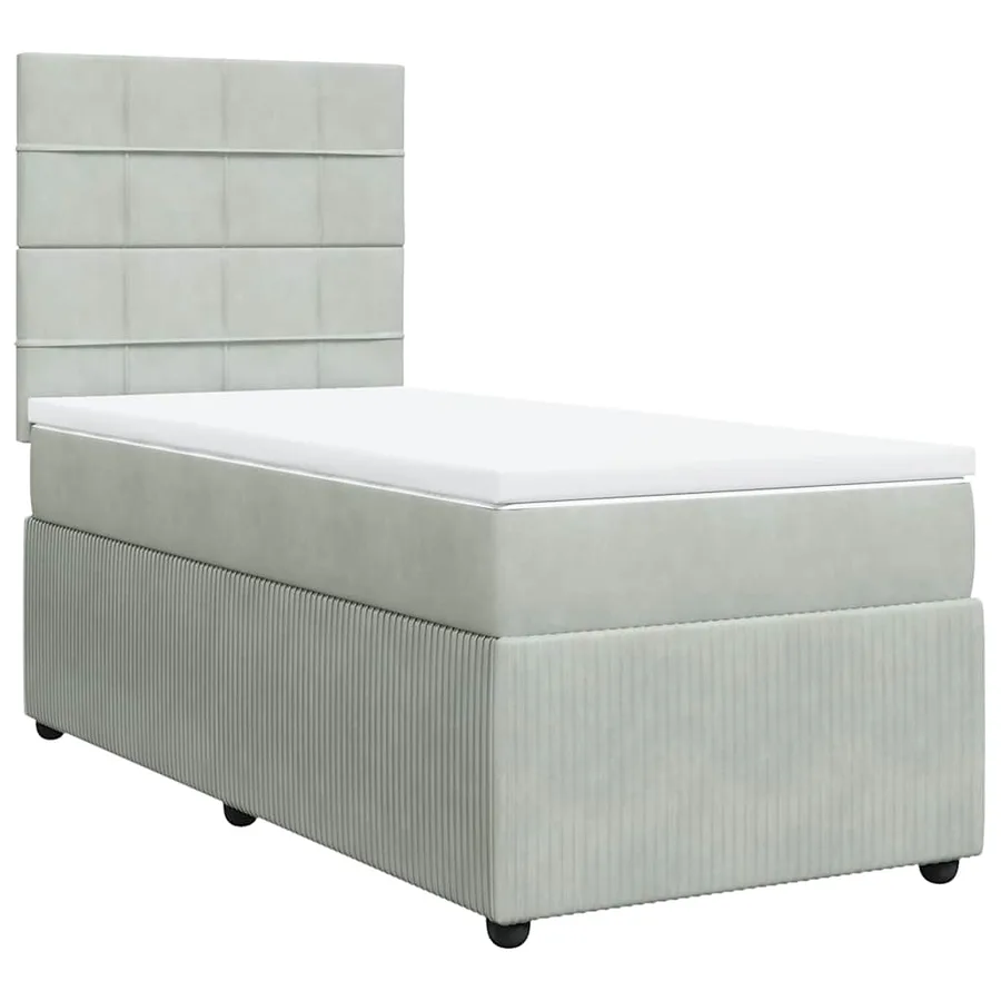 Sommier à lattes de lit et matelas Gris clair 90x190 cm Velours - 3