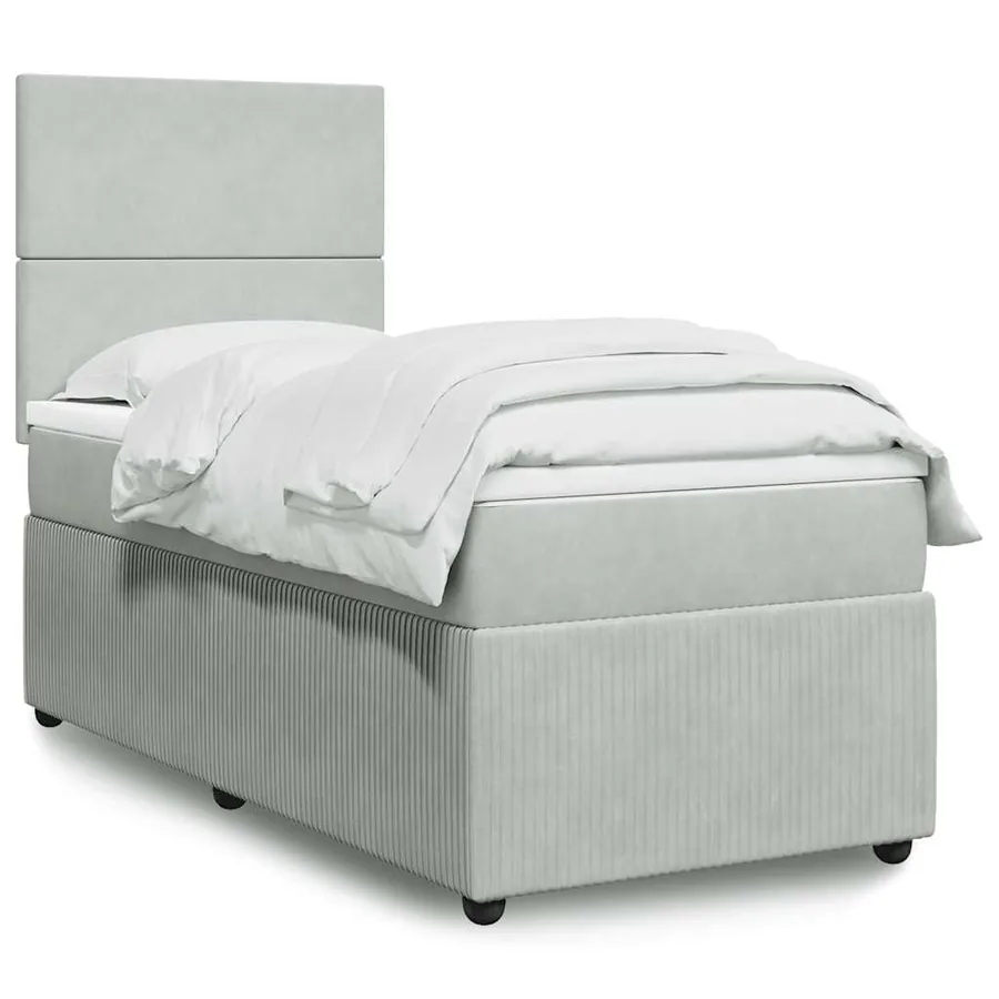 Sommier à lattes de lit et matelas Gris clair 100x200cm Velours