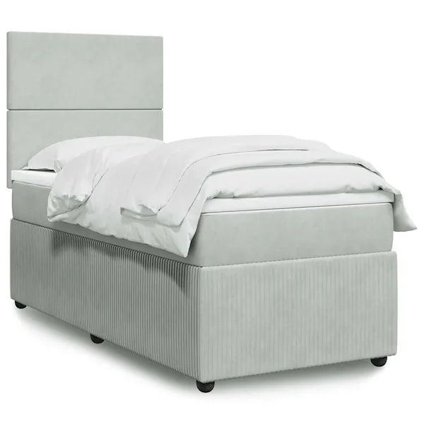 Sommier à lattes de lit et matelas Gris clair 100x200cm Velours