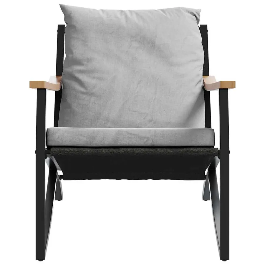 Ensemble de meubles de balcon avec coussins 3 pcs noir acier - 6