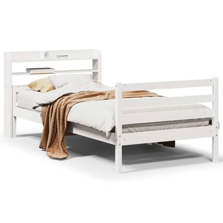 Cadre de lit avec tête de lit sans matelas blanc 100x200 cm - 2