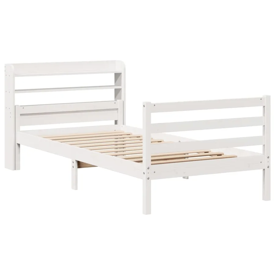 Cadre de lit avec tête de lit sans matelas blanc 100x200 cm - 3