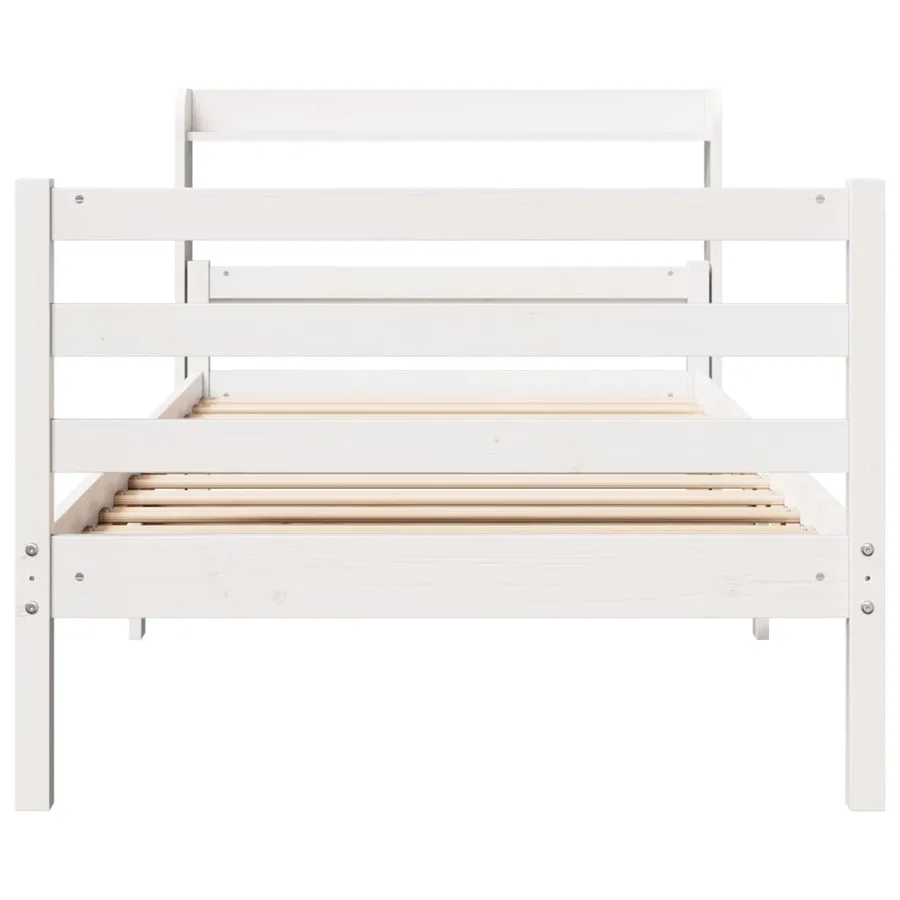 Cadre de lit avec tête de lit sans matelas blanc 100x200 cm - 4