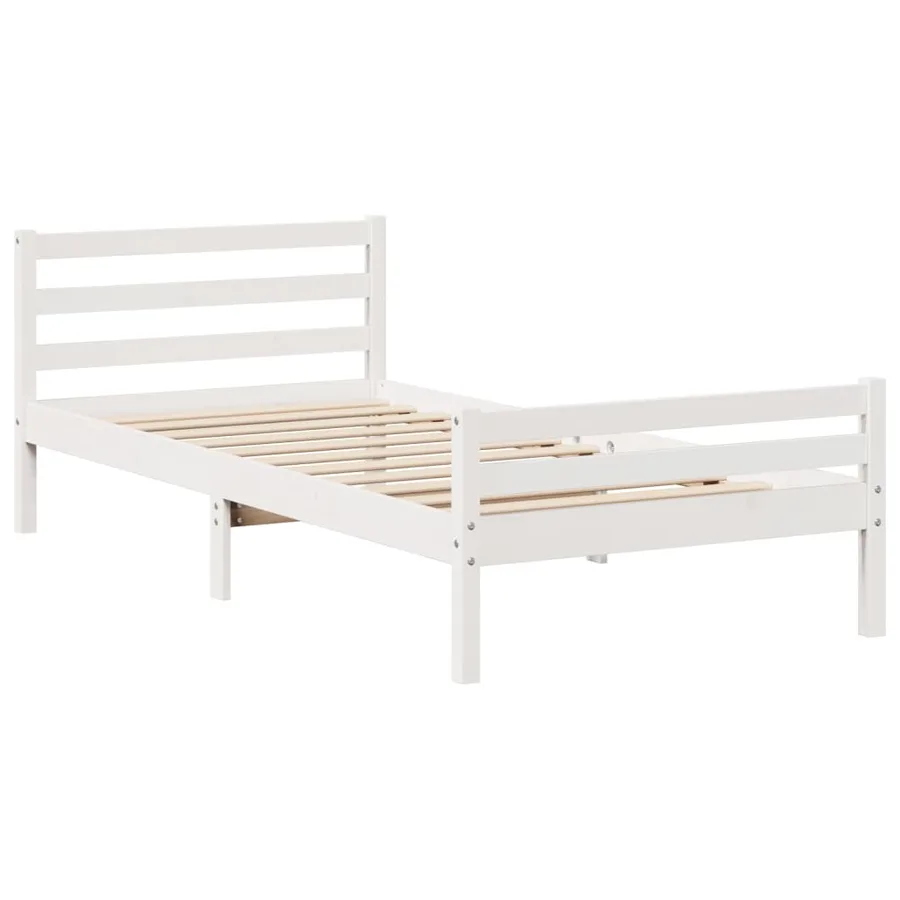 Cadre de lit avec tête de lit sans matelas blanc 100x200 cm - 5