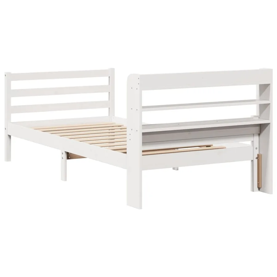 Cadre de lit avec tête de lit sans matelas blanc 100x200 cm - 8