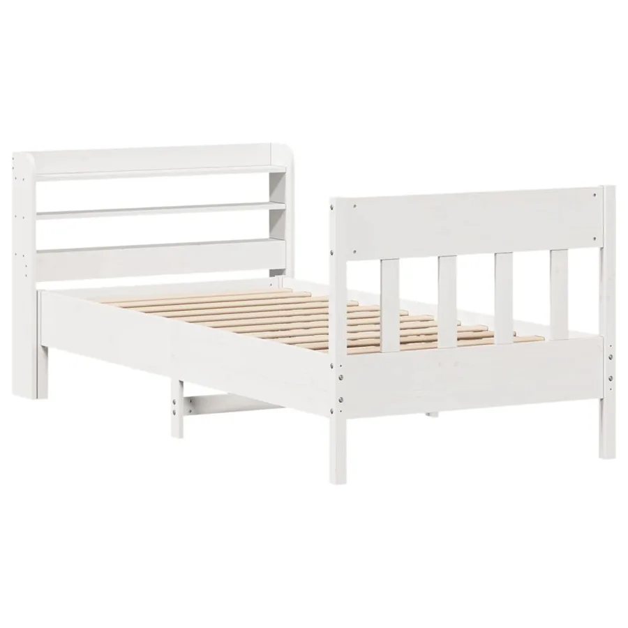 Cadre de lit sans matelas blanc 100x200 cm bois de pin massif - 3