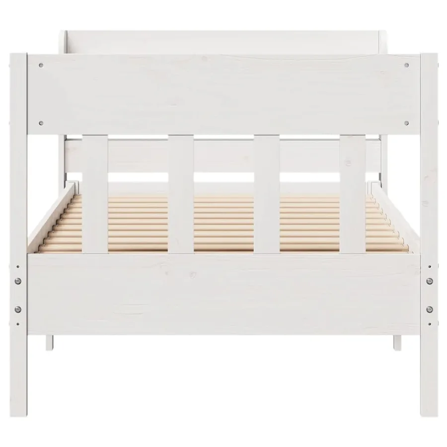 Cadre de lit sans matelas blanc 100x200 cm bois de pin massif - 4