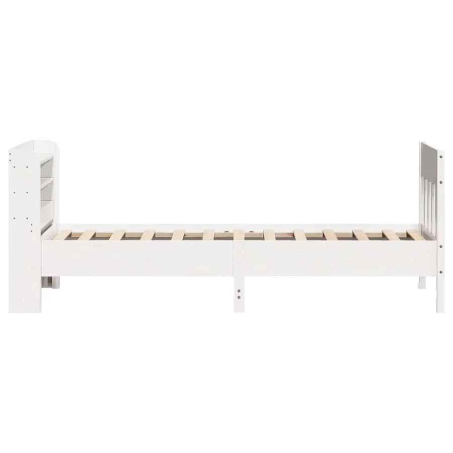 Cadre de lit sans matelas blanc 100x200 cm bois de pin massif - 5