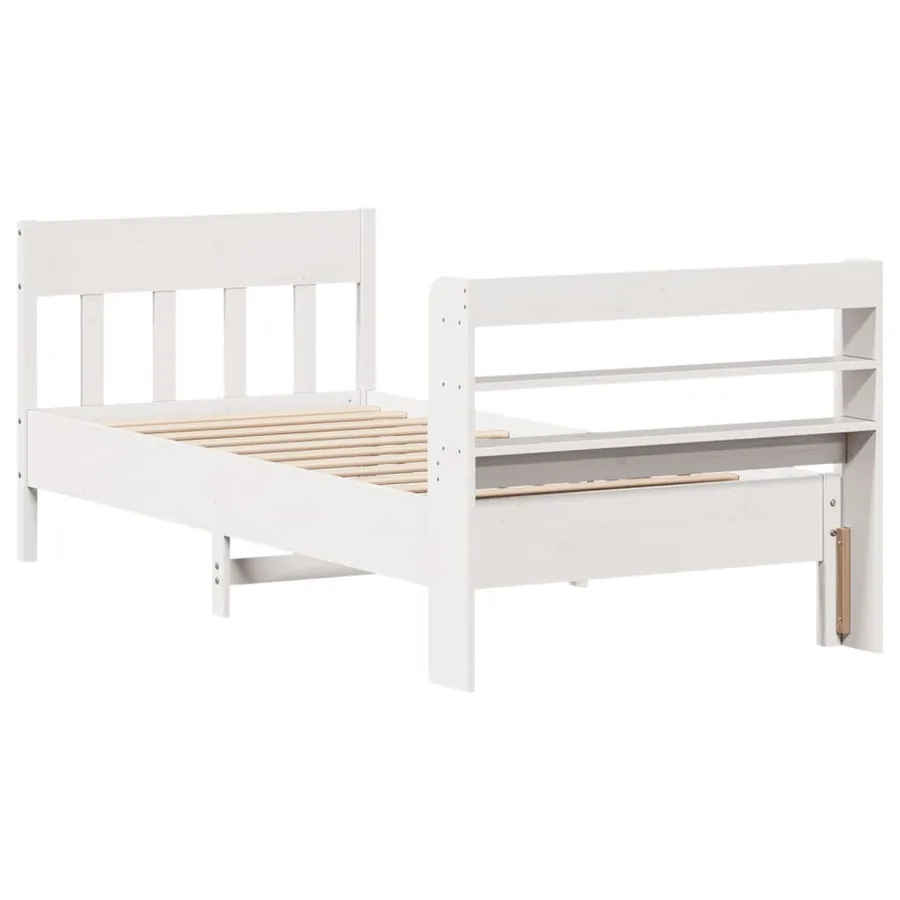 Cadre de lit sans matelas blanc 100x200 cm bois de pin massif - 6