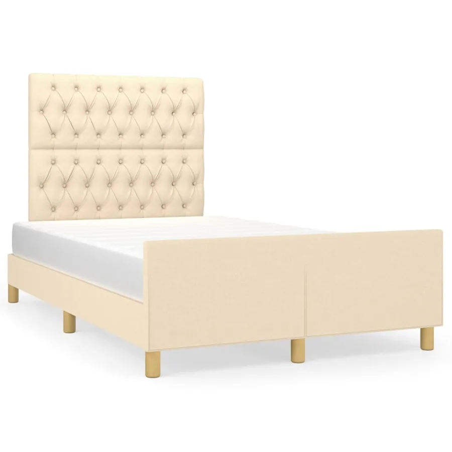 Cadre de lit sans matelas crème 120x200 cm tissu - 2