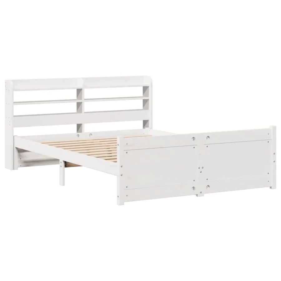 Cadre de lit avec tête de lit sans matelas blanc 160x200 cm - 3