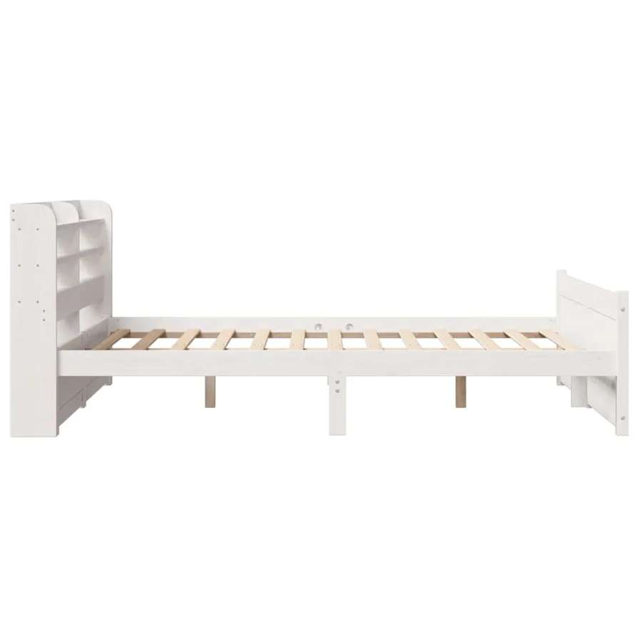 Cadre de lit avec tête de lit sans matelas blanc 160x200 cm - 7