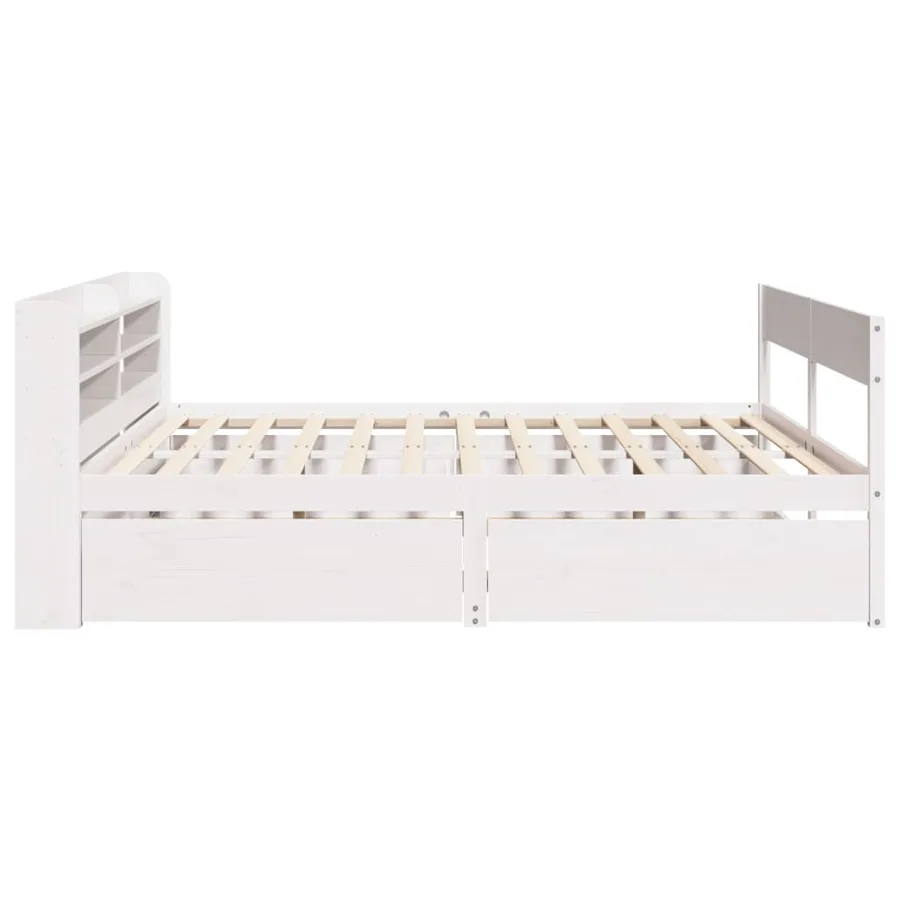 Cadre de lit sans matelas blanc 160x200 cm bois de pin massif - 7