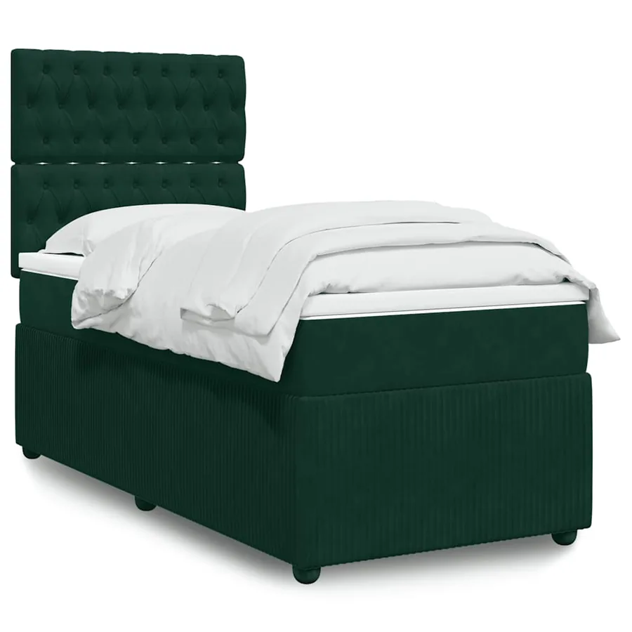 Sommier à lattes de lit avec matelas Vert foncé 100x200 cm