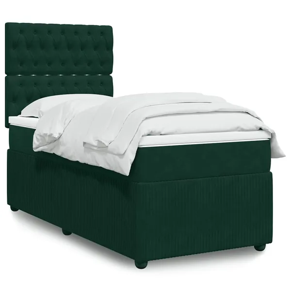 Sommier à lattes de lit avec matelas Vert foncé 100x200 cm